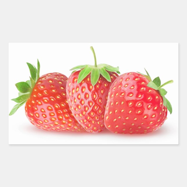 Drei Erdbeeren Rechteckiger Aufkleber (Vorderseite)