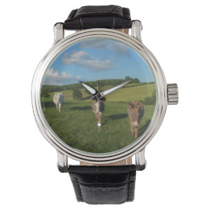 Drei Esel auf einem Gebiet Armbanduhr