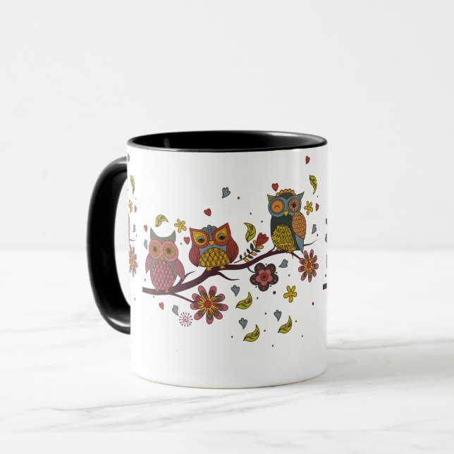 Drei Eulen auf Niederlassung Tasse (Vorderseite Links)