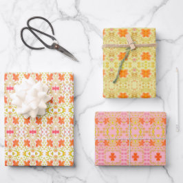 Drei Extravagante Gemusterte Papierblätter Geschenkpapier Set