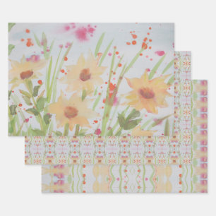 Drei Extravagante Papierfolienblätter Geschenkpapier Set
