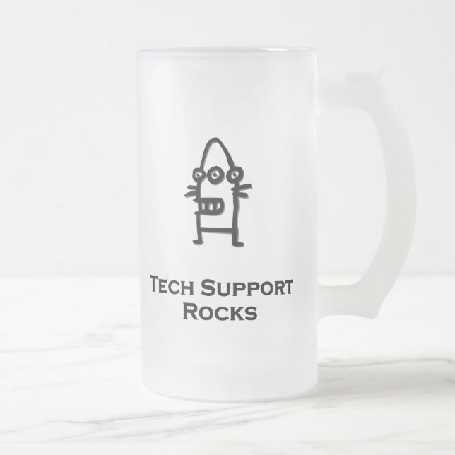 Drei Eye Bot Tech Support Rocks Mattglas Bierglas (Rechts)