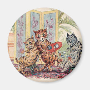 Drei fallende Katzen durch Louis Wain Magnet