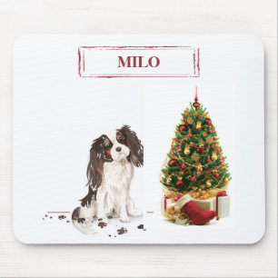 Drei-Farben-King-Charles-Spaniel Lustiger Weihnach Mousepad