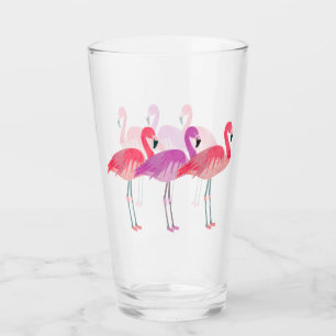 Drei farbenfrohe Flamingos Glas