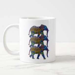 Drei farbenfrohe mosaikische Elefanten Jumbo-Tasse