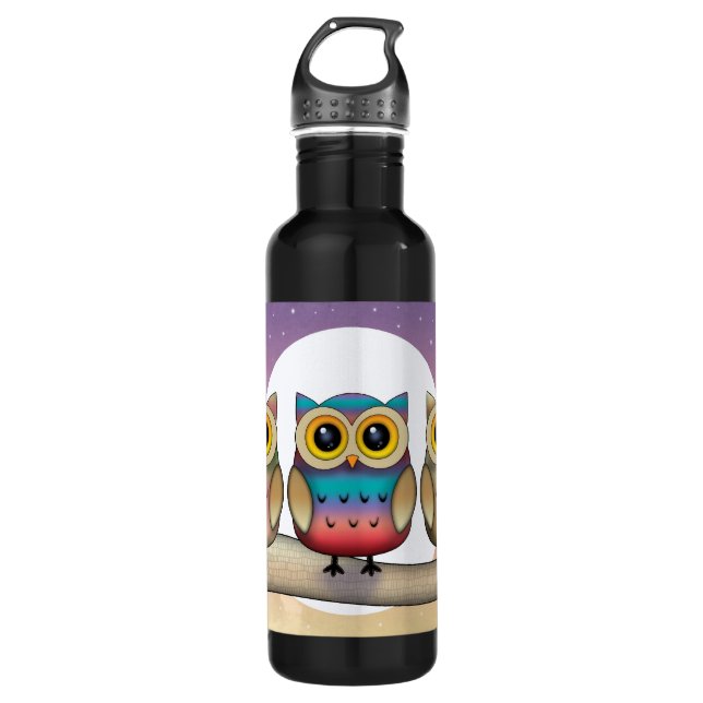 Drei farbenfrohe Wölfe Edelstahlflasche (Vorderseite)