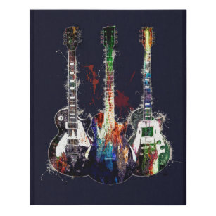 Drei farbige Gitarren Künstlicher Leinwanddruck