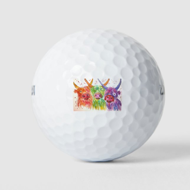 Drei farbige Kühe Golfball (Vorderseite)