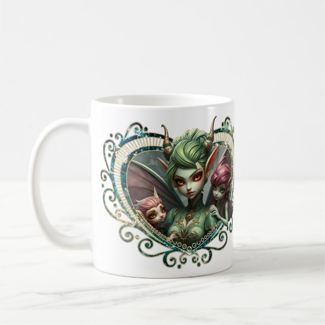 Drei Feen, die Begleiter des magischen Herzens. Kaffeetasse (Links)