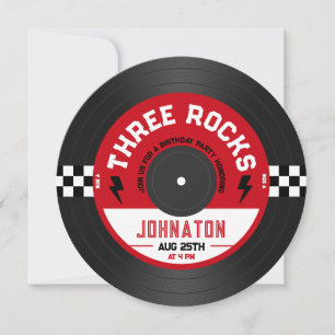 Drei Felsen Vinyl-Schallplatte Rock n Roll 3. Gebu Einladung