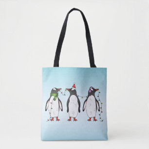 Drei festliche Weihnachtspinguine Illustration Tasche