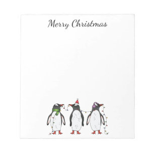 Drei festliche Weihnachtspinguine mit individuelle Notizblock