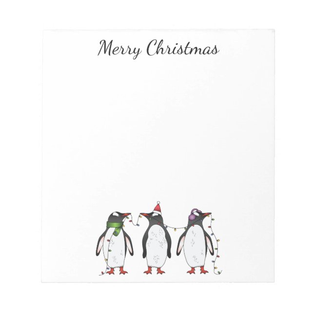 Drei festliche Weihnachtspinguine mit individuelle Notizblock (Vorderseite)