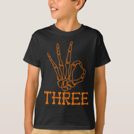 Drei Fingers Skeletton Halloween 3-jährige Kinder T-Shirt