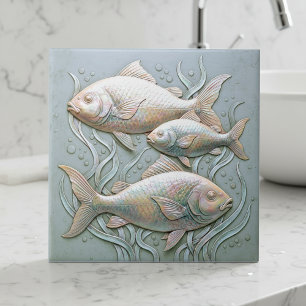 Drei Fisch Opalescent Bas Relief D1221 Fliese