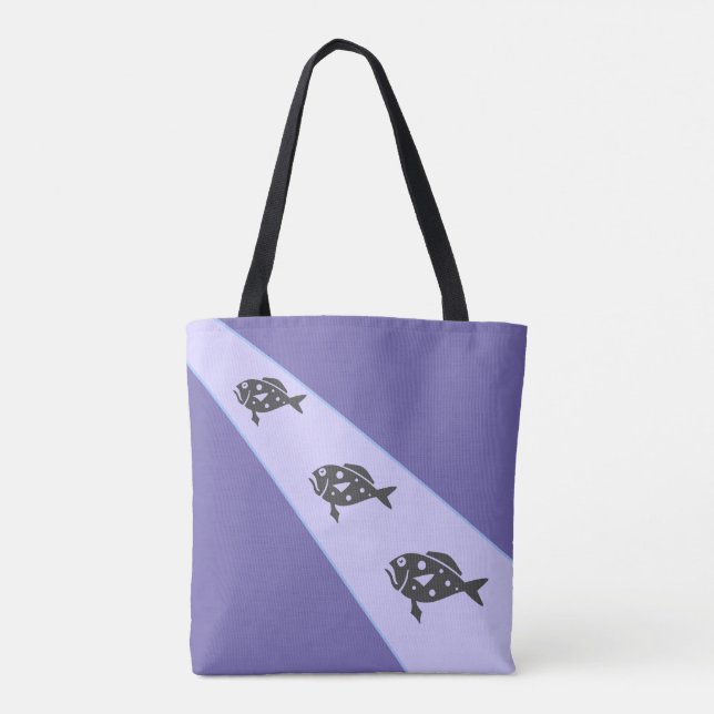 Drei Fische auf Lavendelblau Tasche (Rückseite)