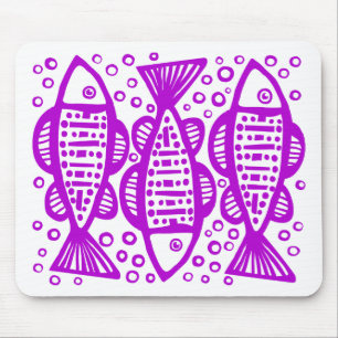 Drei Fische - Lila Mousepad