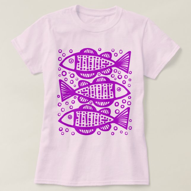 Drei Fische - Lila T-Shirt (Design vorne)