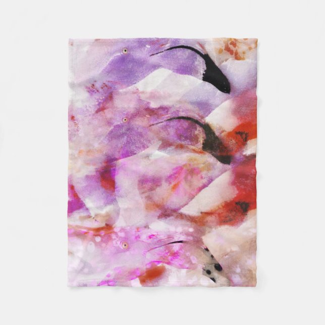 Drei Flamingos Fleecedecke (Vorderseite)