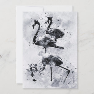 Drei Flamingos Schwarz und Weiß Wasserfarbe Dankeskarte