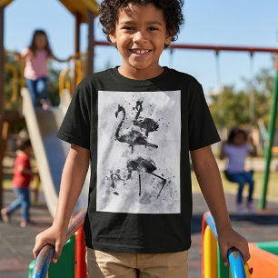 Drei Flamingos Schwarz und Weiß Wasserfarbe T-Shirt