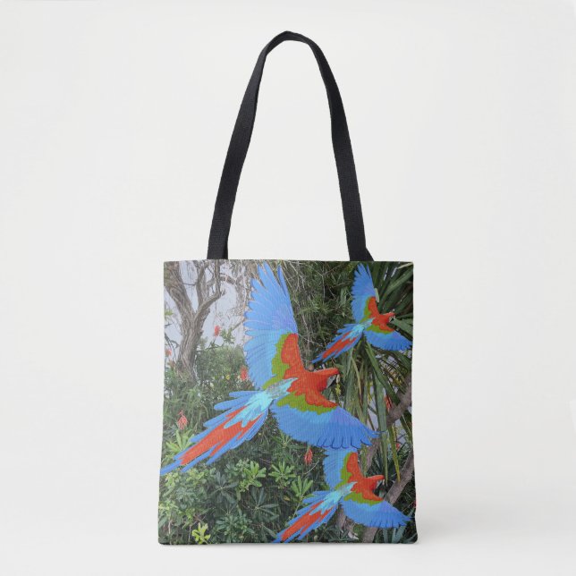Drei fliegende Macaws Tasche (Vorderseite)