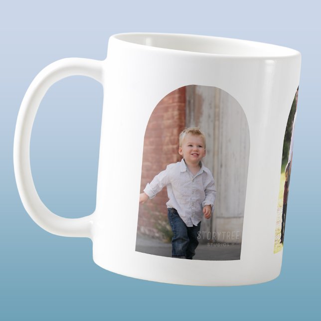 Drei-Foto-Arch Kaffeetasse (Coffee mug with your three photos in modern arch shapes.)