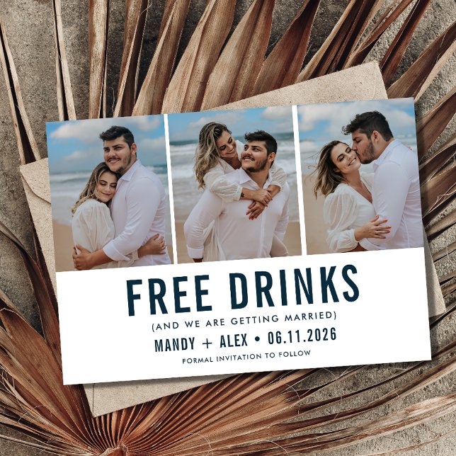 Drei Foto Beach Hochzeit Funny Save the Date (Three Photo Beach Wedding Funny Save the Date)