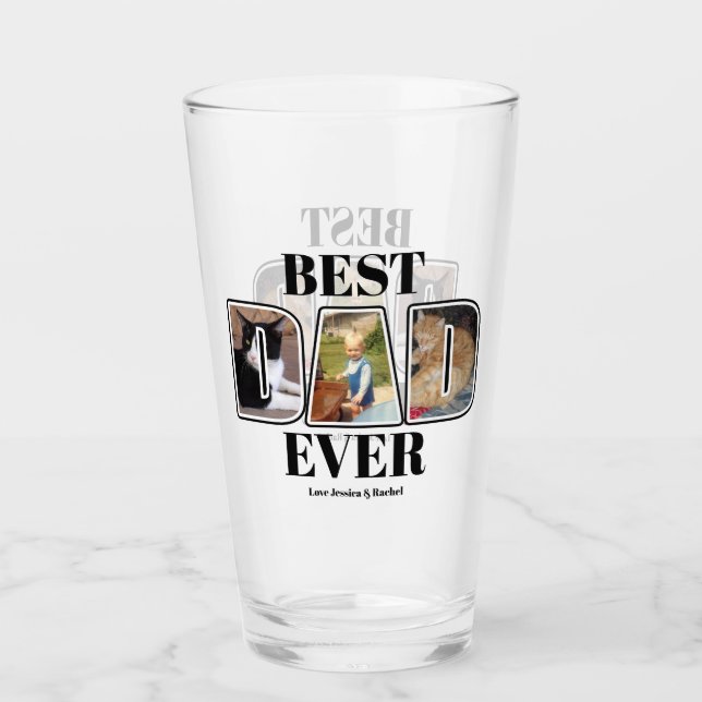 Drei Foto Bester Vater je Individuelle Name Glas (Vorderseite)