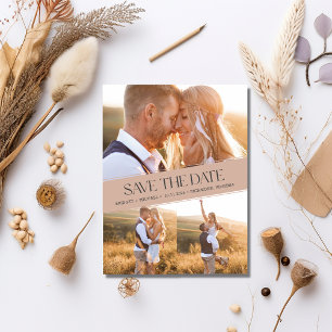 Drei Foto Collage Boho Hochzeit speichern das Datu Ankündigungspostkarte