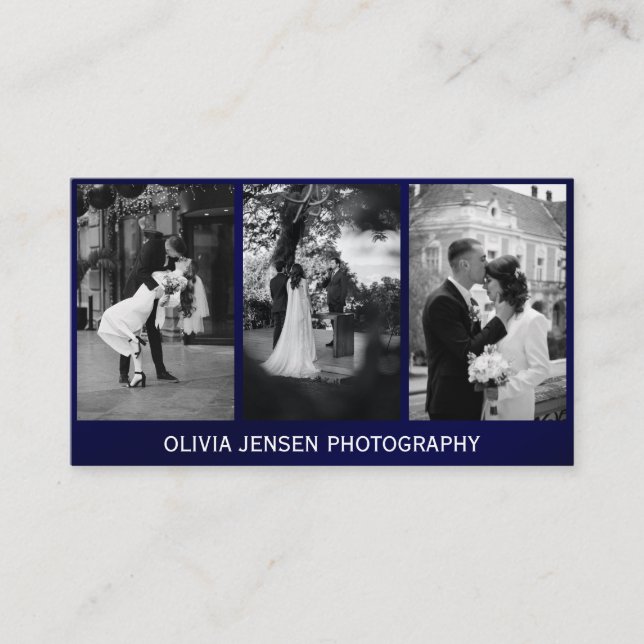 Drei Foto Collage Fotograf Business Card Visitenkarte (Vorderseite)
