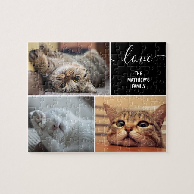 Drei Foto Collagen niedliche Katzen personalisiert (Horizontal)