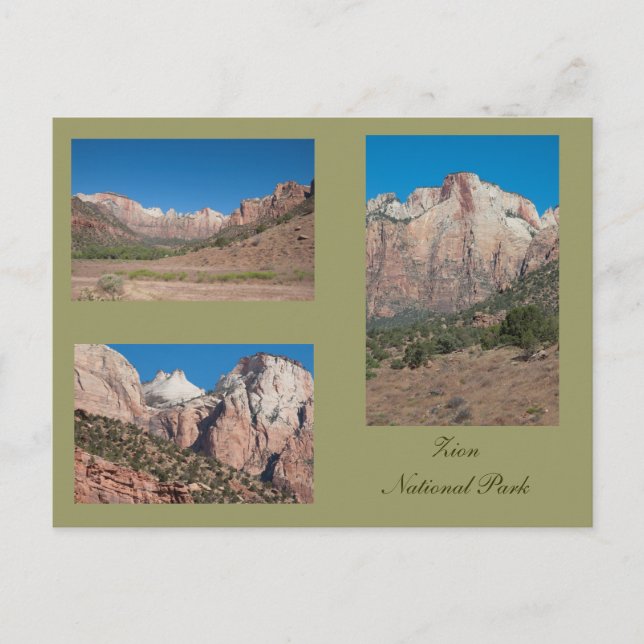 Drei Foto des Zion-Nationalparks Postkarte (Vorderseite)