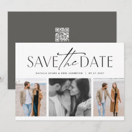 Drei Foto einfach stilvoll Schwarz-weiß Save The Date