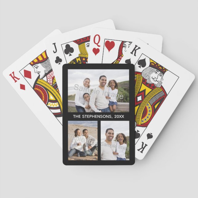 Drei Foto Familiengeschenk/Haustier-Collage Keepak Spielkarten (Rückseite)