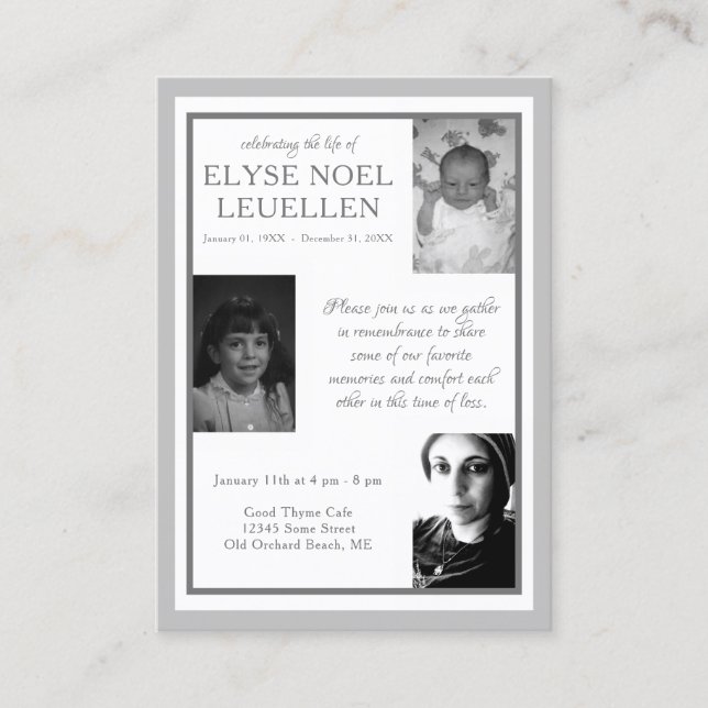 drei Foto-Gedenkkarten Visitenkarte (Vorderseite)