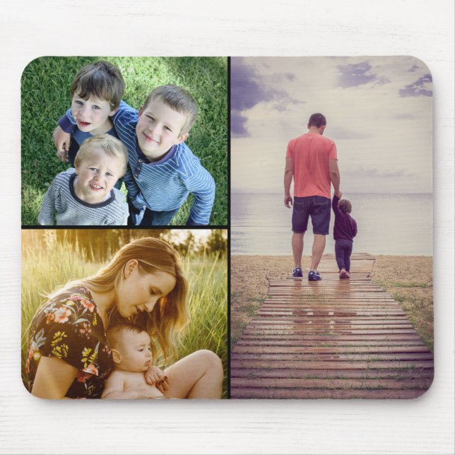 Drei Foto hochladen Mousepad (Vorne)