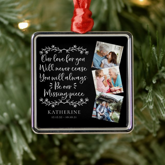 Drei-Foto-Memorial Ornament Aus Metall (Baum)