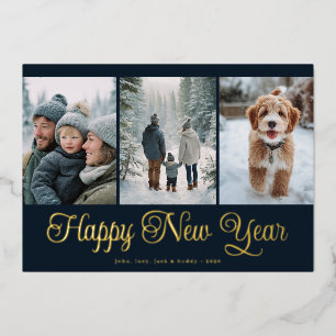 Drei Foto Neujahr Folien Feiertagskarte