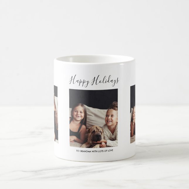 Drei Foto Personalisierte Weihnachtszeit Tasse (Mittel)