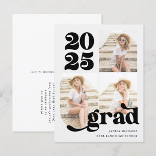 Drei-Foto-Retro-Typ-2025-Graduationspartei Ankündigungspostkarte