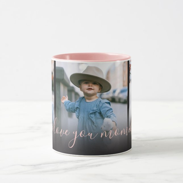 Drei Foto Rosa I Liebe Sie Mami Tasse (Zentrum)