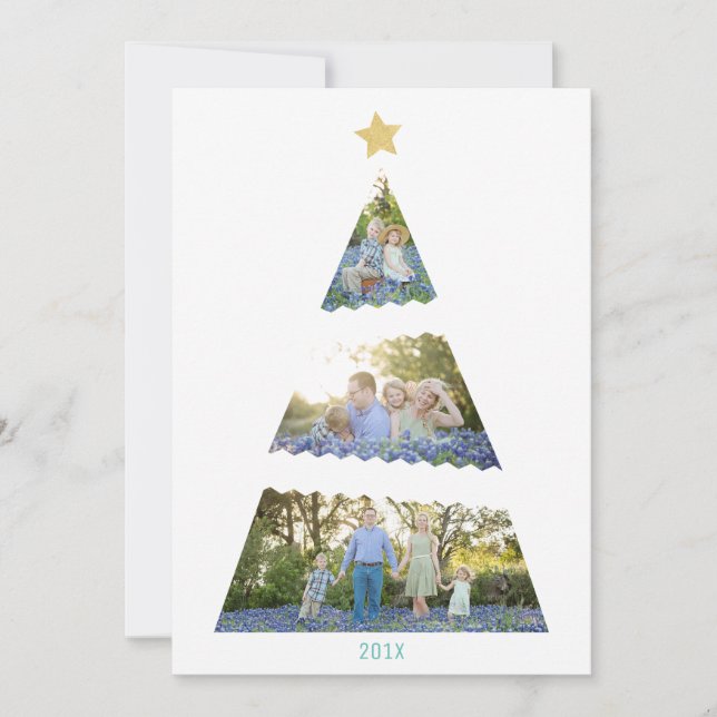 Drei Foto Weihnachtsbaum Moderne Weihnachtskarte Feiertagskarte (Vorderseite)