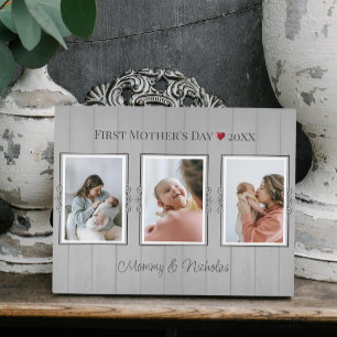 Drei FotoCollage Erster Muttertag Fotoplatte