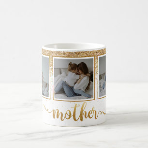 Drei Fotocollage Gold Glitzer Muttertag Kaffeetasse