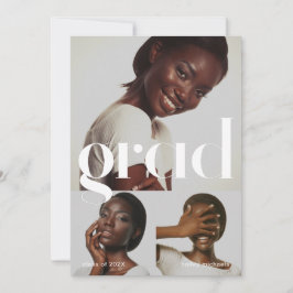 Drei Fotocollage Gray Graduation Party Einladung