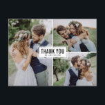 Drei Fotocollage Hochzeit Danke Postcard Postkarte<br><div class="desc">Modern Foto Collage Wedding Vielen Dank Postcard</div>