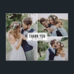 Drei Fotocollage Hochzeit Danke Postcard Postkarte<br><div class="desc">Modern Foto Collage Wedding Vielen Dank Postcard</div>