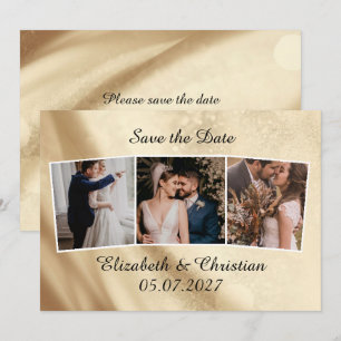 Drei Fotos Goldenen Traum Save the Date Einladung